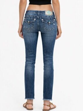 Miss Me Signature Cuffed Skinny low rise Distressed Jeans Women’s Size 27